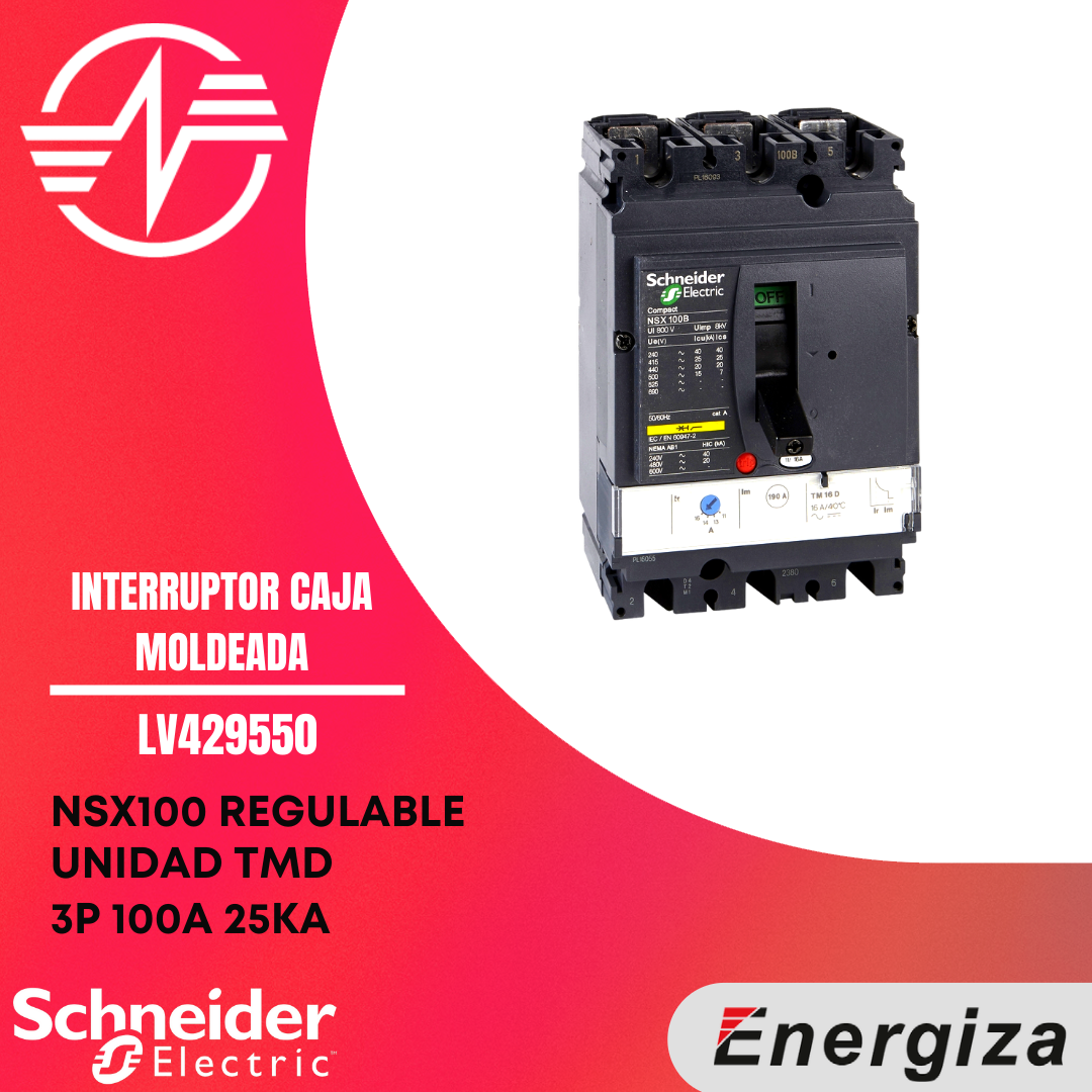 CIRCUIT BREAKER COMPACT NSX100B, 25 KA AT 415 VAC, TMD TRIP UNIT 100 A ...