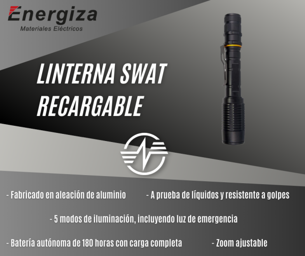 linterna swat recargable 5 modos de iluminación