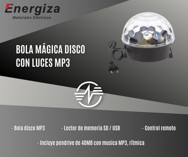 bola magica disco con luces mp3