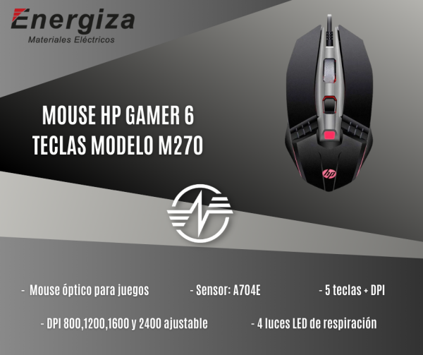 Mouse óptico para juegos - Sensor: A704E - 5 teclas + DPI - DPI 800,1200,1600 y 2400 ajustable - 4 luces LED de respiración