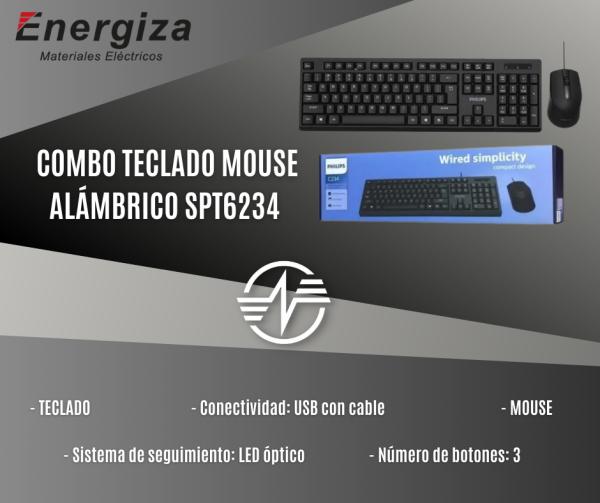 combo teclado mas mouse alambrico philips