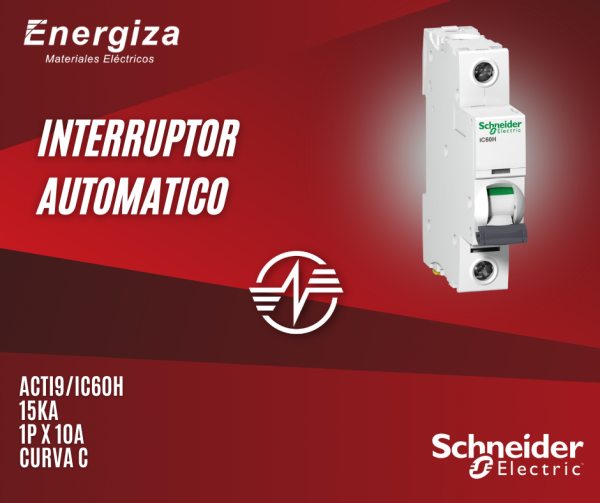 Interruptor automatico ACTI9 IC60H 15kA 1P x 10A curva C