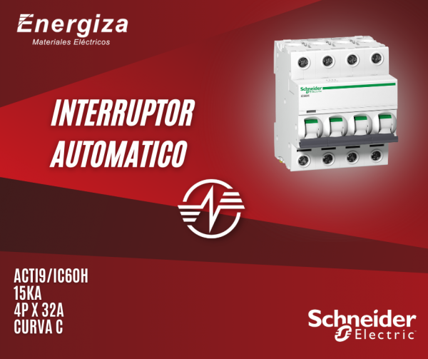 Interruptor automatico ACTI9 IC60H 15kA 4P x 32A curva C