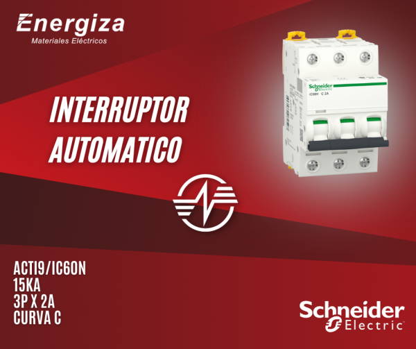 Interruptor automatico ACTI9 IC60H 15kA 3P x 2A curva C